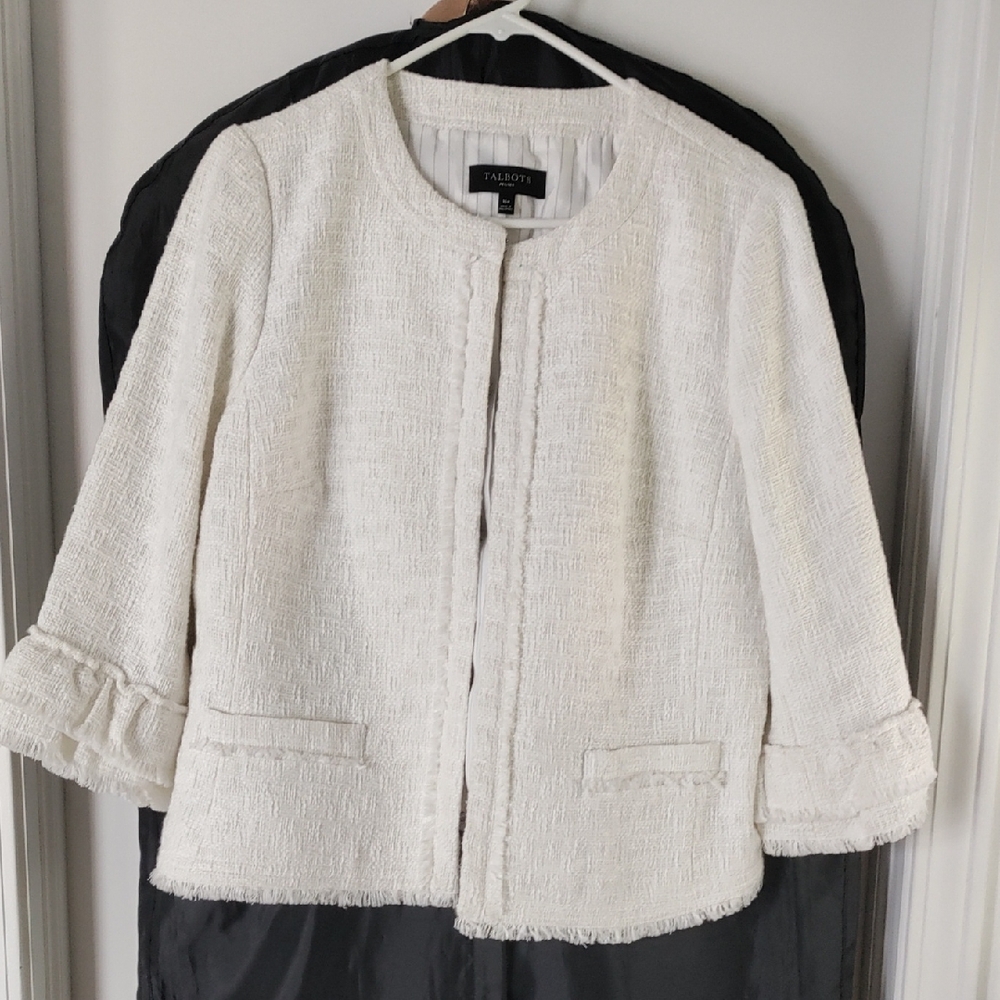 Talbots Women's White Textured Blazer